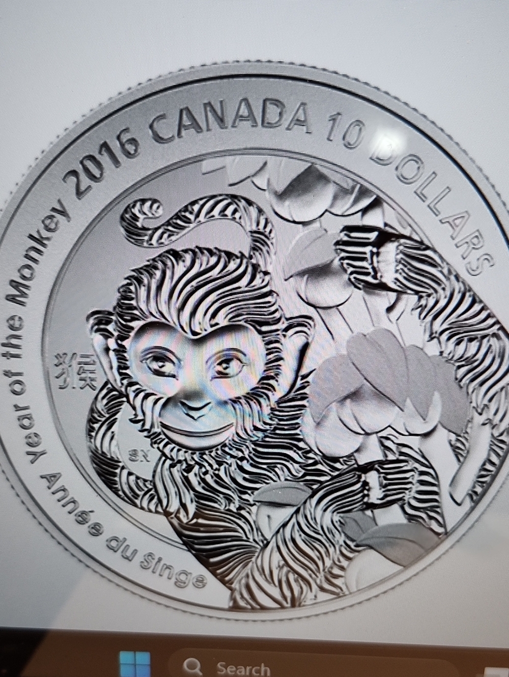 Canada Year of the Monkey 2016 Decorative Silver Coin Art